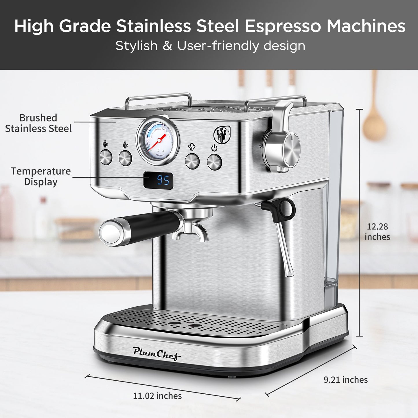 Plum Chef Espresso Machine 20 Bar Coffee Makers - VANELC
