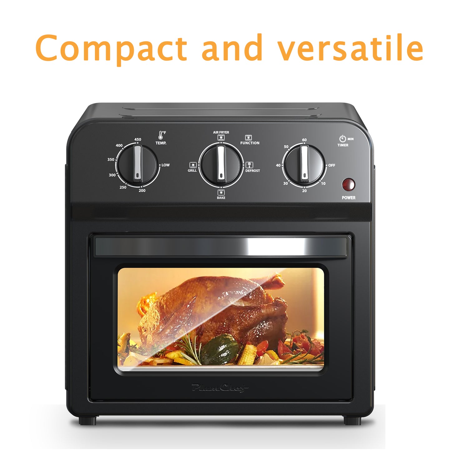 Plum Chef 13QT Air Fryer Toaster Oven Combo, 7-in-1 Countertop Convection Oven with 360° Hot Air Circulation for Healthy Oil-Free Cooking, Family Size, Includes Accessories & Adjustable Control - VANELC