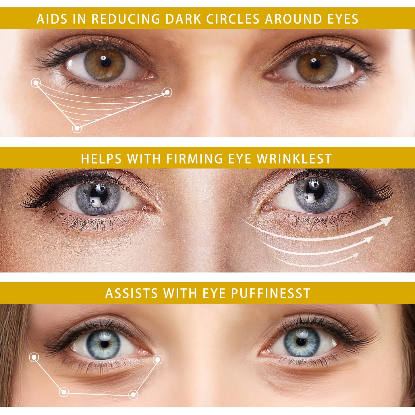 Vanelc 24K Gold Eye Patches, 30 Pairs Under Eye Mask for Dark Circles & Puffy Eyes - VANELC