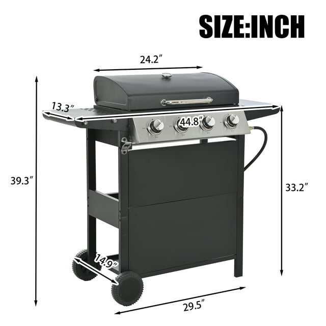 HighSound 4 Burner BBQ Propane Gas Grill, 34200 BTU - VANELC