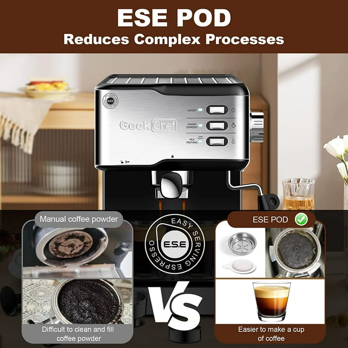 Geek Chef Espresso Machine Coffee Maker, 20 Bar Pump Pressure Espresso & Cappuccino Latte Maker - VANELC