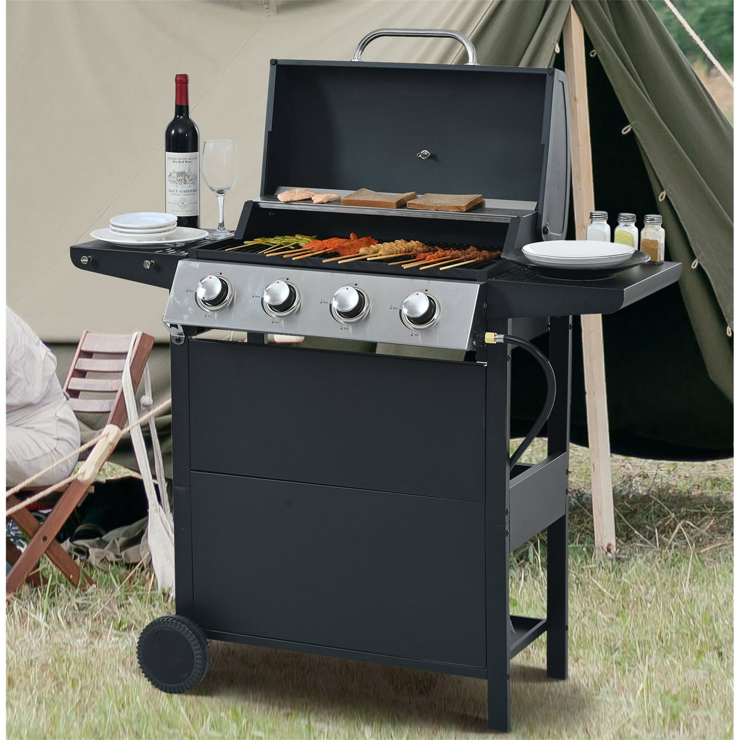 HighSound 4 Burner BBQ Propane Gas Grill, 34200 BTU - VANELC