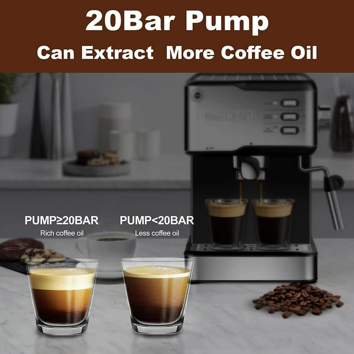 Geek Chef Espresso Machine Coffee Maker, 20 Bar Pump Pressure Espresso & Cappuccino Latte Maker - VANELC