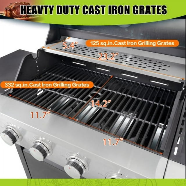 Highsound 4-Burner Propane Gas Grill with Side Burner - VANELC