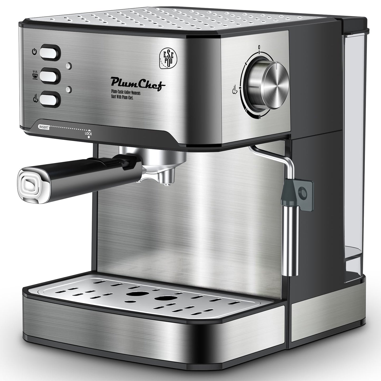 Plum Chef Espresso Machine, 20 Bar Coffee Maker with Foaming Milk Frother Wand - VANELC