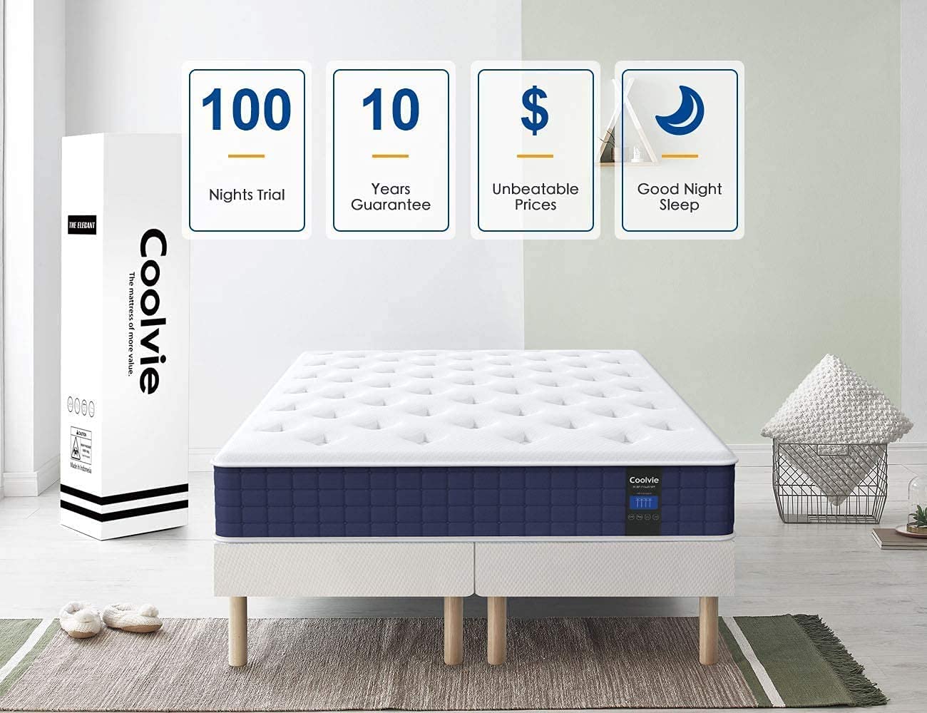 Twin Mattress, 10 inch Hybrid Mattress in a Box, Gel Memory Foam Mattress, Individually Wrapped Pocket Coils Innerspring Mattress, Support & Pressure Relief, Medium Firm Feel, 39"*75" - VANELC