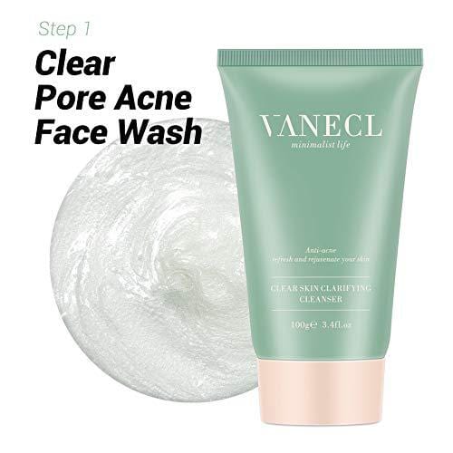 VANECL 3 Step Fast Acne Treatment with Clear Pore Acne Face Wash, Nourishing Repair Acne Cream, Acne Treatment Serum,For Face And Pore Minimizer - 30 Day Complete Acne Skin Care Kit - vanelc