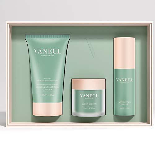 VANECL 3 Step Fast Acne Treatment with Clear Pore Acne Face Wash, Nourishing Repair Acne Cream, Acne Treatment Serum,For Face And Pore Minimizer - 30 Day Complete Acne Skin Care Kit - vanelc