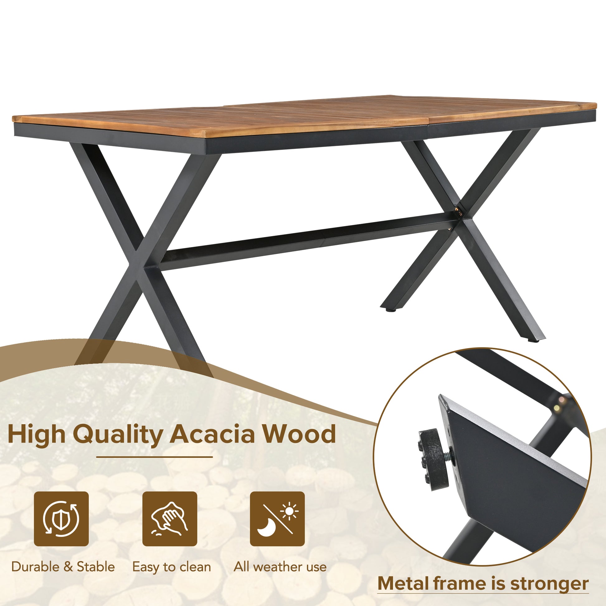 HighSound 7-Piece Outdoor Patio Dining Set, All Weather Patio Dining Chair & Table Set for 6 People, Sectional Conversation Set for Patios, Backyard, Balcony, Garden, Lawn, Gray Cushions - VANELC