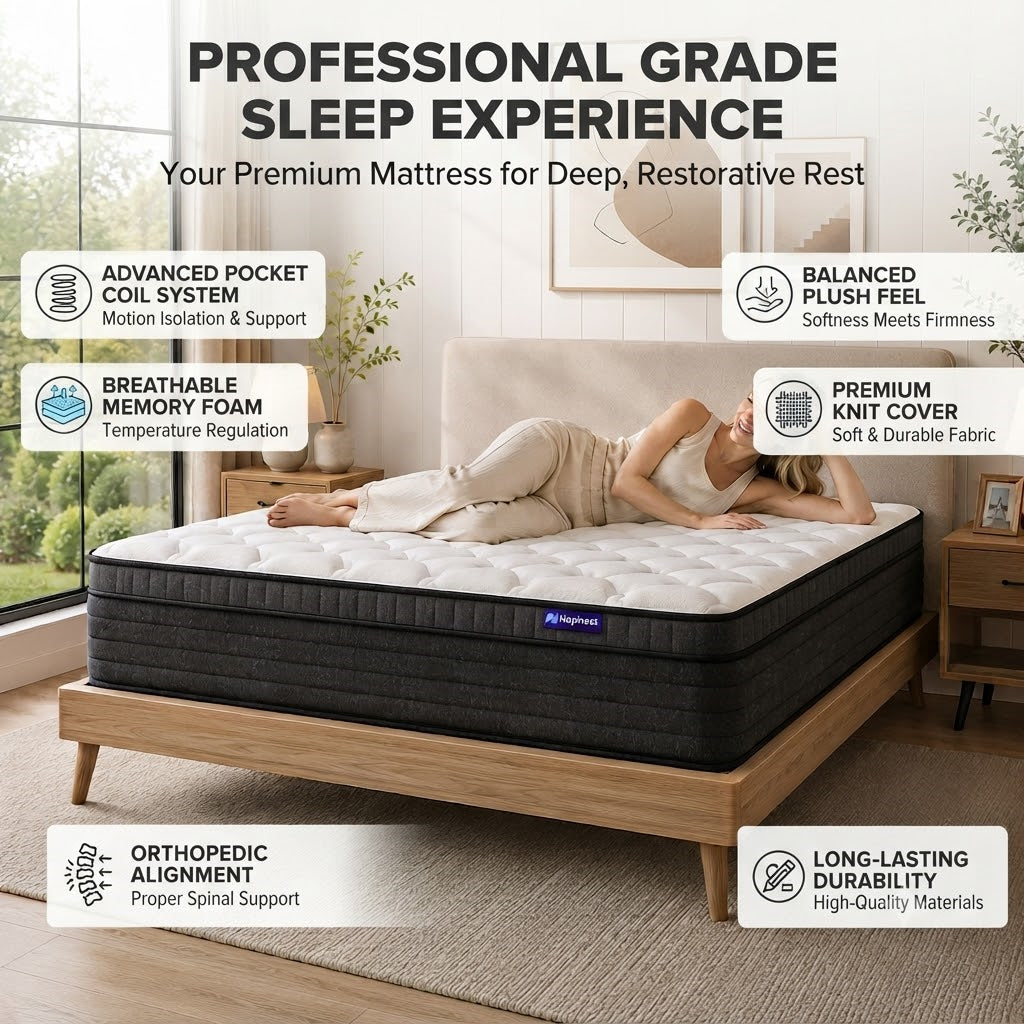 YIORTWO Full Mattress, 10 Inch Hybrid Mattress in a Box, Gel Memory Foam Mattress, Individually Wrapped Pocket Coils Innerspring Mattress, Support & Pressure Relief, Medium Firm Feel, 54"*75"