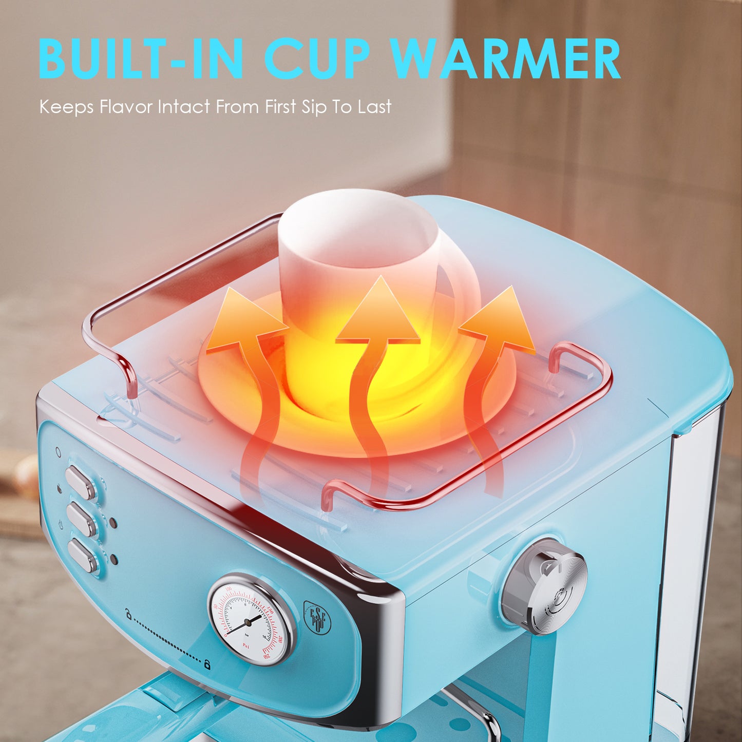 Plum Chef Espresso Machine with Pressure Gauge & Milk Frother, Compact 54oz Water Tank, 20 Bar Coffee Maker for Cappuccino, Latte - Home & Office Use