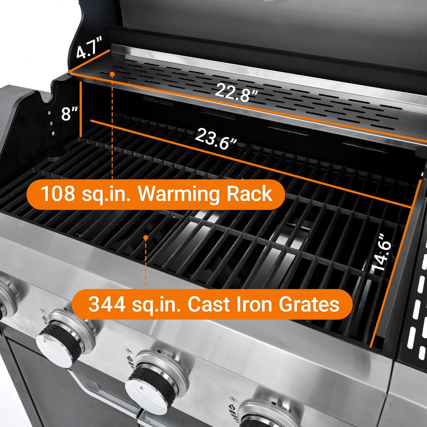 YIORTWO 4-Burner Propane Gas Grill with Side Burner, 51,000 BTU Outdoor Barbecue Grill, Stainless Steel BBQ Grill for Backyard Cooking, Black