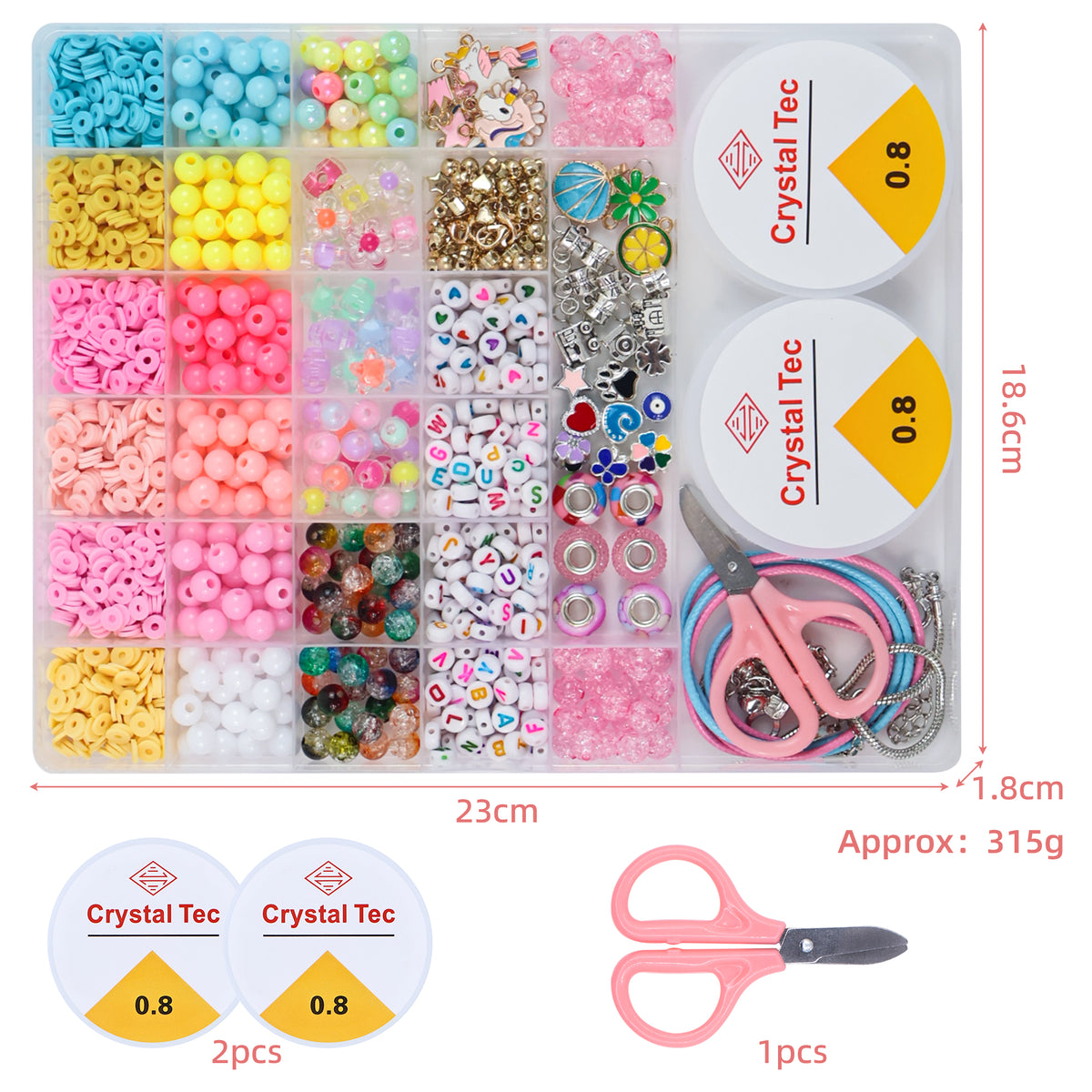 Bracelet Making Kit for Kids, 28-Compartment Unicorn Jewelry Activity Kit with Beads & Charms, Craft Gift for Birthday Gifts Ages 6-12