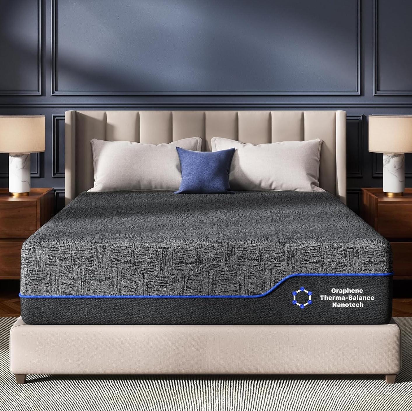 Queen Mattress, 10 Inch Memory Foam Mattress, Medium Firm, Cooling Gel & Graphite Infused, CertiPUR-US Certified, Fiberglass-Free, Bed-in-a-Box - VANELC