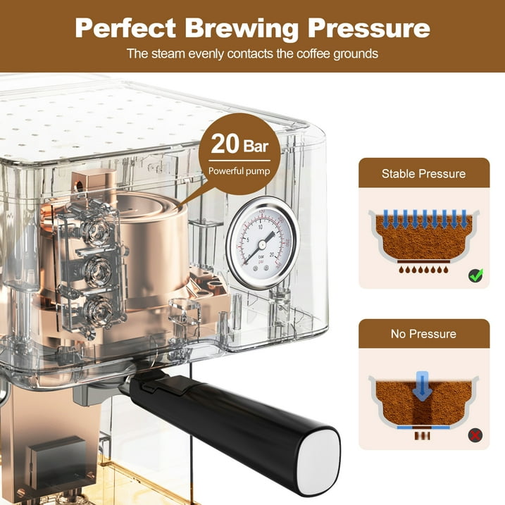 Geek Chef Espresso Machine Coffee Maker, 20 Bar Pump Pressure Espresso & Cappuccino Latte Maker - VANELC