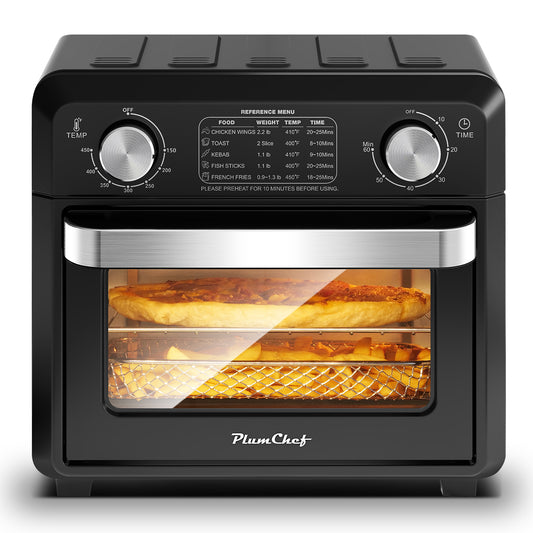 Plum Chef 11QT Air Fryer Toaster Oven, 6-in-1 Countertop Oven with 60-Min Timer, 1000W, 5 Preset Menus, Oil-Free Cooking, Includes Accessories – Ideal Holiday Gift - VANELC
