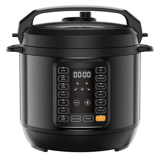 Plum Chef 16-in-1 Electric Pressure Cooker, 6-Quart Multi-Cooker with 12 Presets and Ceramic Inner Pot, Slow Cooker, Rice Cooker & Steamer, Black - VANELC