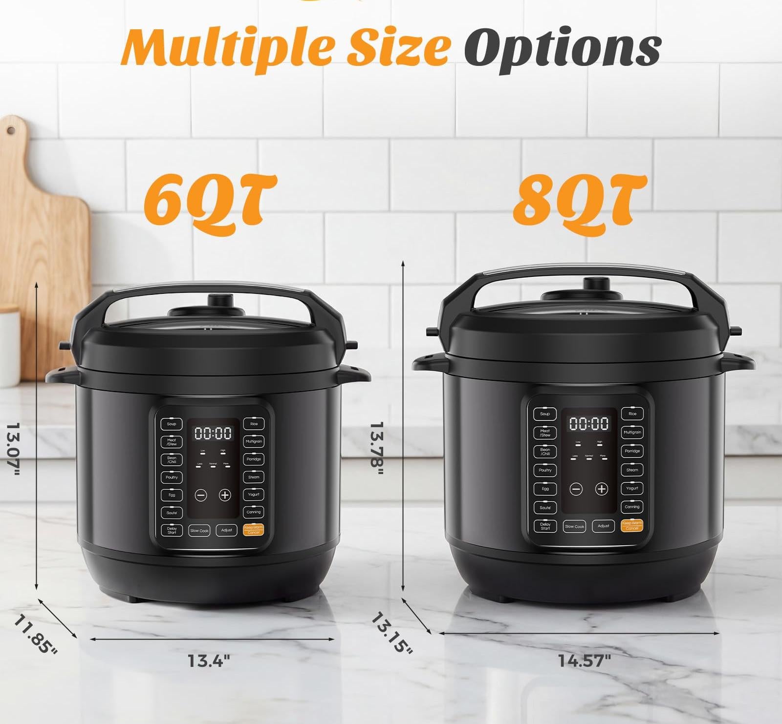 Plum Chef 16-in-1 Electric Pressure Cooker, 8-Quart Multi-Cooker with 12 Presets and Ceramic Inner Pot, Slow Cooker, Rice Cooker & Steamer, Black - VANELC