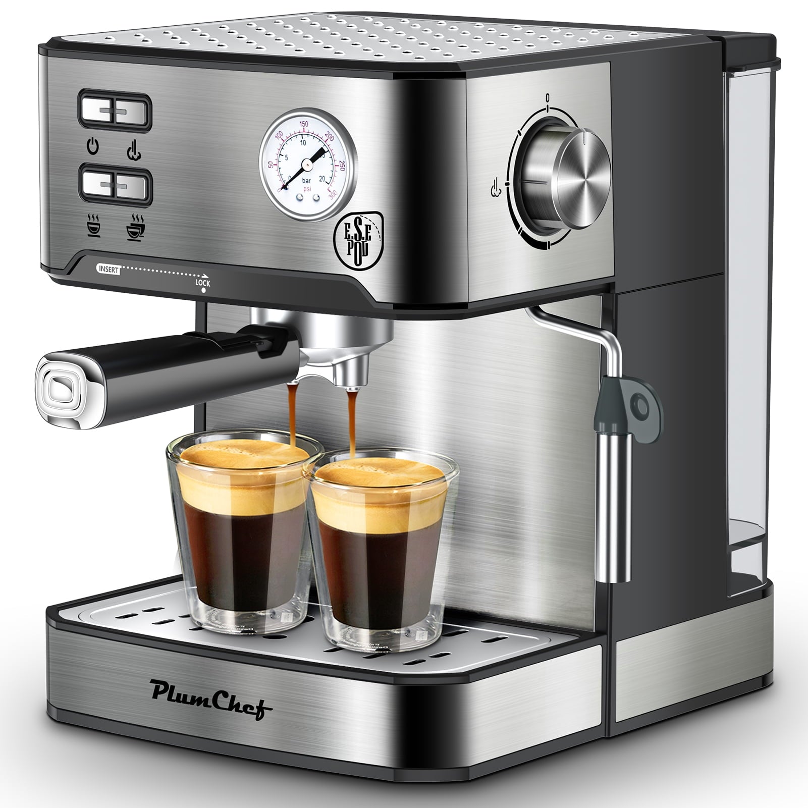 Plum Chef Espresso Coffee Machine, 20 Bar Cappuccino Latte Maker Coffe ...