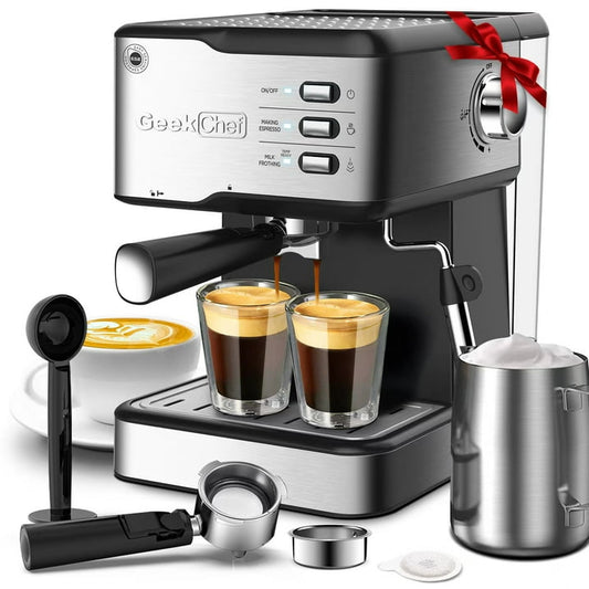 Geek Chef Espresso Machine Coffee Maker, 20 Bar Pump Pressure Espresso & Cappuccino Latte Maker - VANELC
