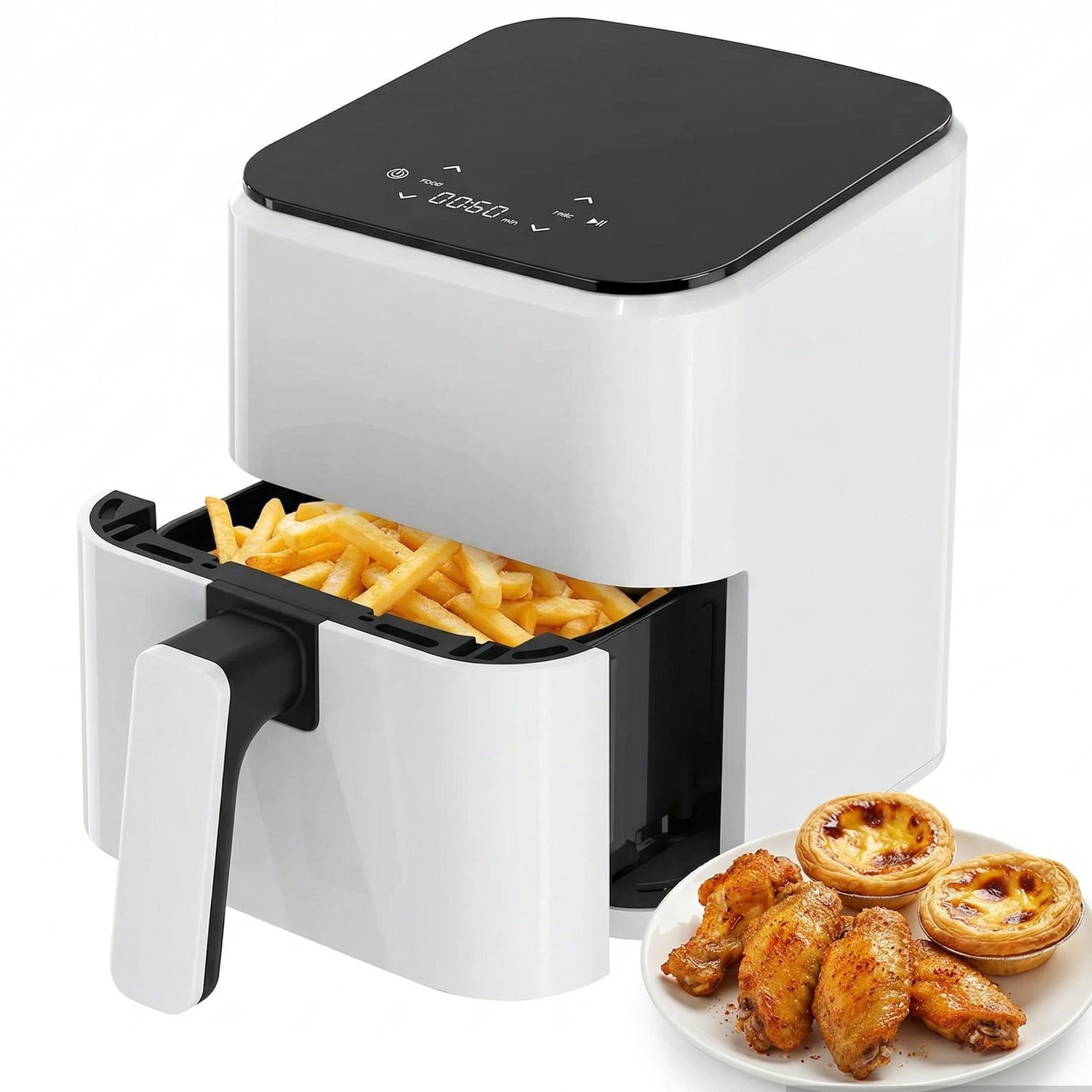 Plum Chef 3QT Compact Air Fryer - 800W Digital Touch Panel, Small Countertop Airfryer for 1–2, White - VANELC