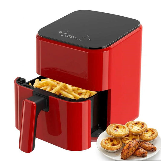 Plum Chef 3QT Compact Air Fryer - 800W Digital Touch Panel, Small Countertop Airfryer for 1–2, Red - VANELC