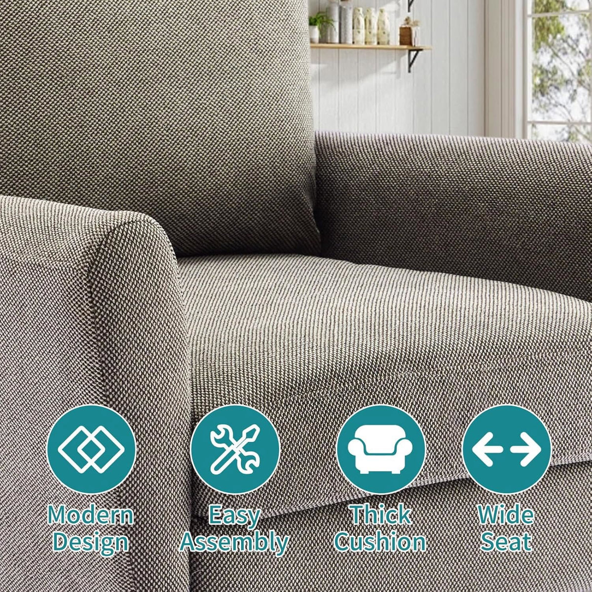 YIORTWO Accent Chair, Modern Upholstered Comfy Sofa Chairs, Single Leisure Sofa with Cushioned Seat, Ergonomic Design, High-Density Foam, Wooden Legs, Sturdy Metal Frame, 380 lbs Capacity, Gray
