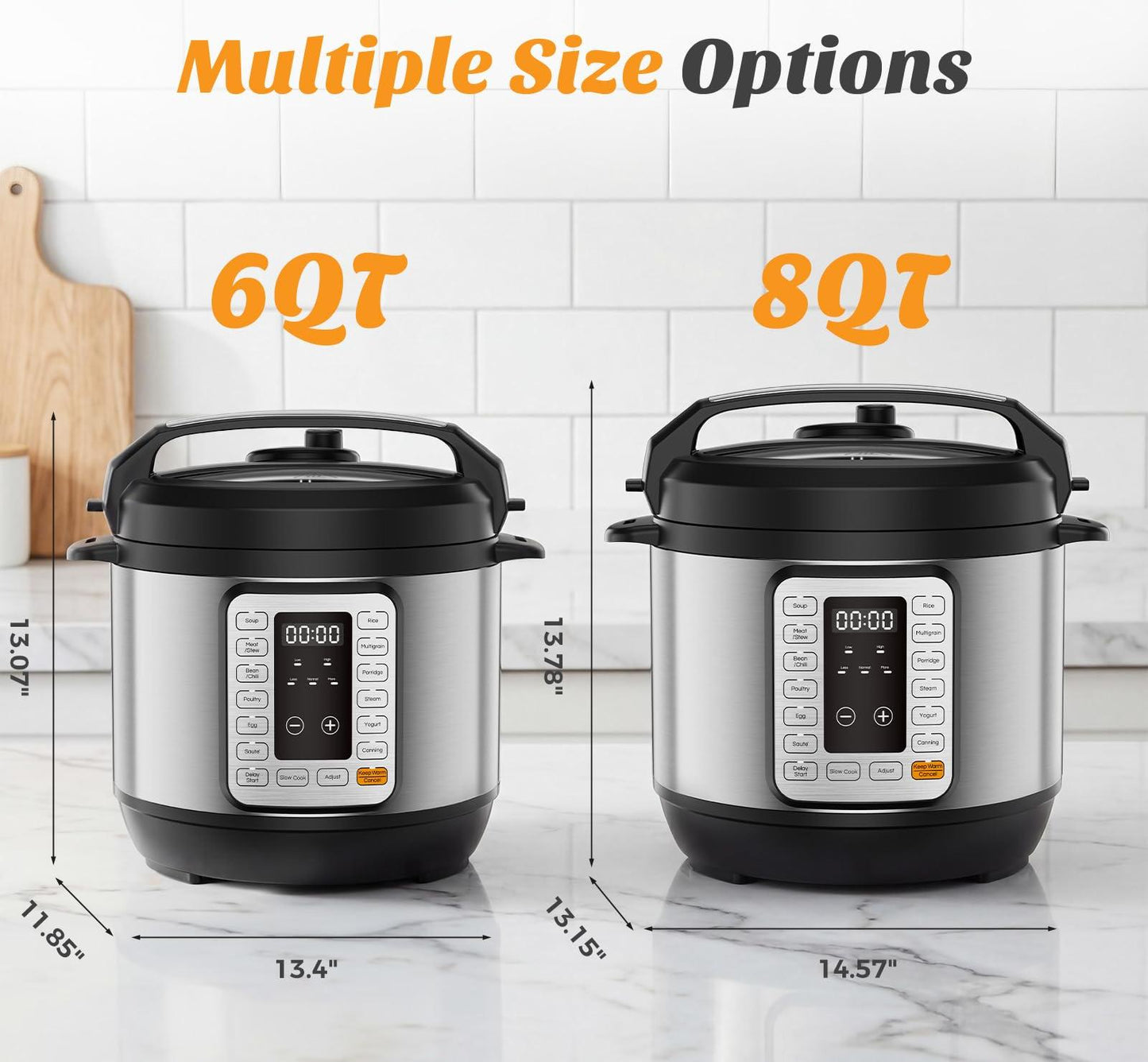 Plum Chef 16-in-1 Electric Pressure Cooker, 6-Quart Multi-Cooker with 12 Presets and Ceramic Inner Pot, Slow Cooker, Rice Cooker & Steamer, Silver - VANELC