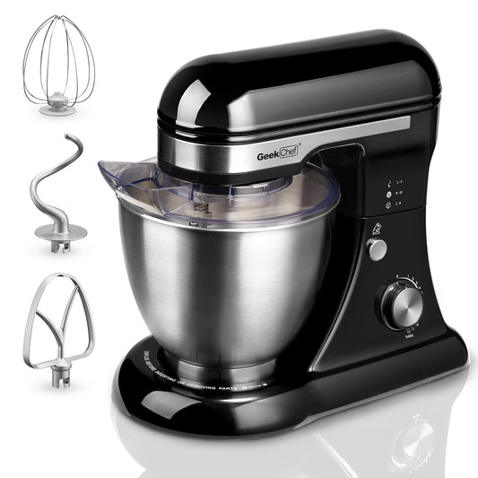Plum Chef 5QT Stand Mixer, 12-Speed Tilt-Head Electric Mixer with Dough Hook, Whisk, Beater & Bowl, Powerful for Baking, Cakes, Cookies, Black - VANELC