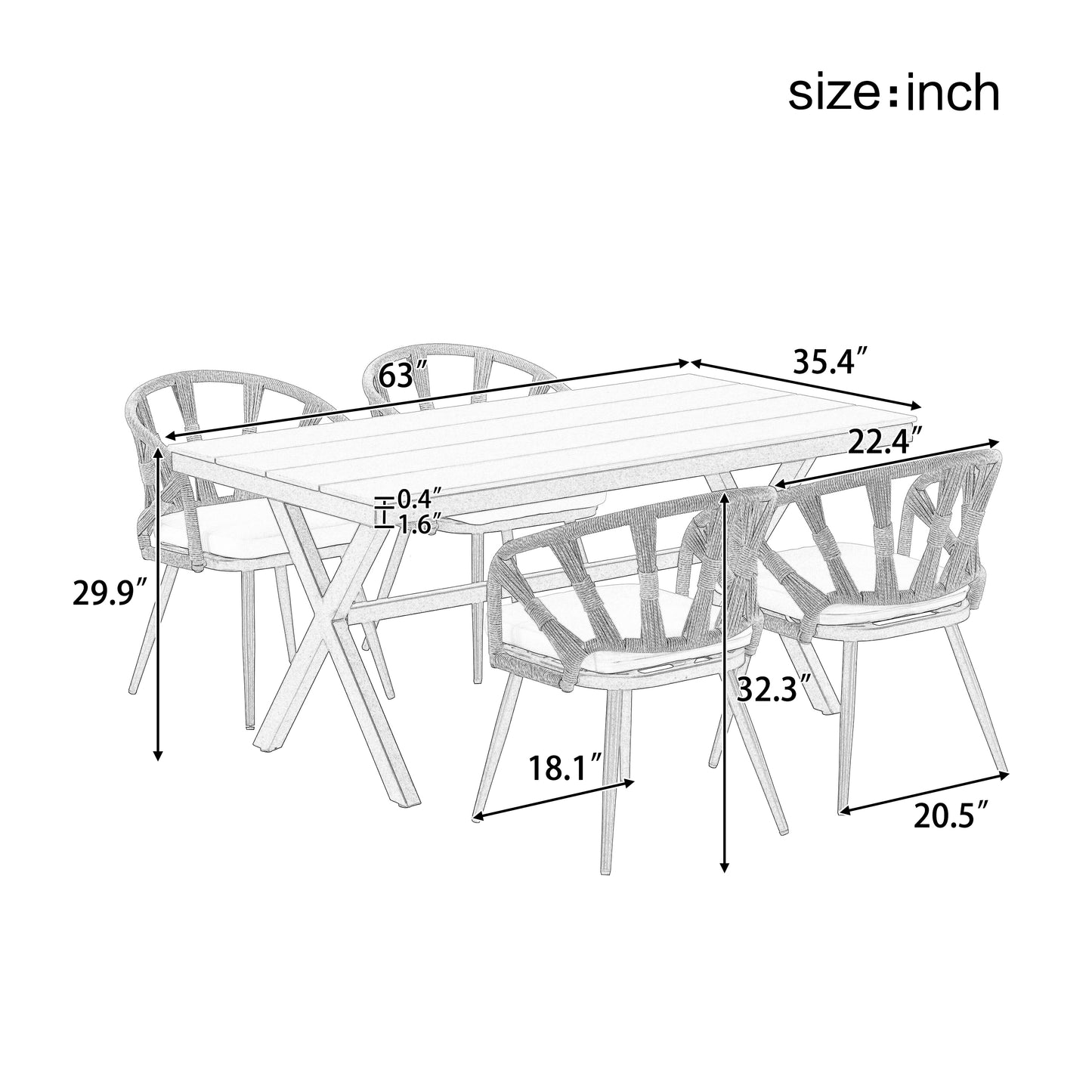 Highsound Outdoor Dining Set with Plastic Wood Table & 4 Chairs, Weather-Resistant Patio Furniture for Garden, Lawn, Dark Yellow - VANELC