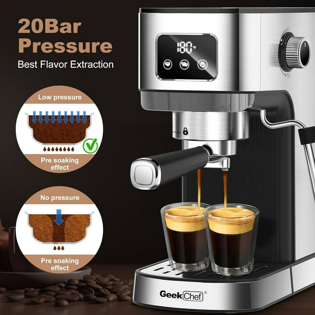 Geek Chef Espresso Coffee Machine 20 Bar Cappuccino & Latte Maker - VANELC