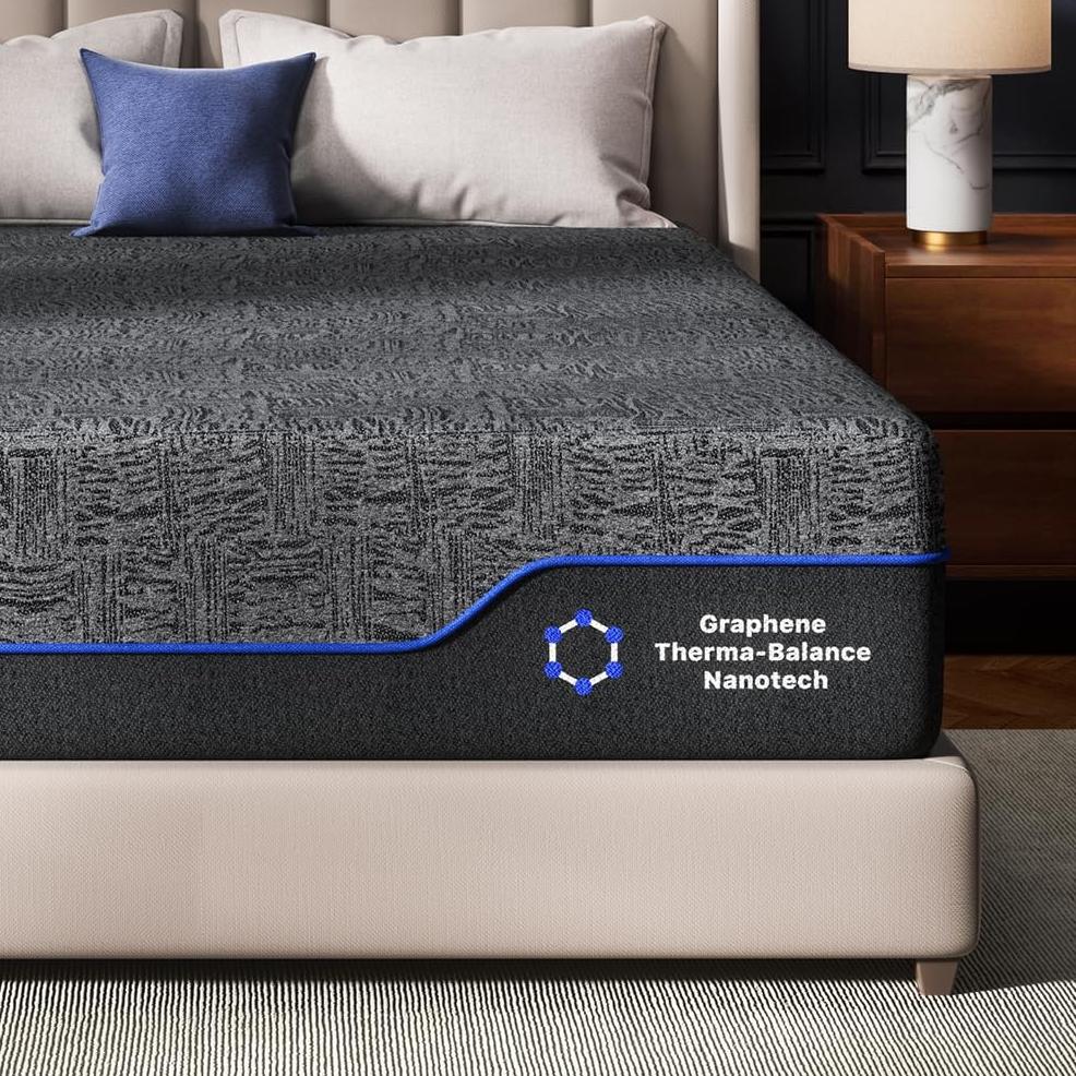 Queen Mattress, 10 Inch Memory Foam Mattress, Medium Firm, Cooling Gel & Graphite Infused, CertiPUR-US Certified, Fiberglass-Free, Bed-in-a-Box - VANELC