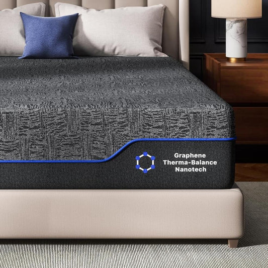 Queen Mattress, 10 Inch Memory Foam Mattress, Medium Firm, Cooling Gel & Graphite Infused, CertiPUR-US Certified, Fiberglass-Free, Bed-in-a-Box - VANELC