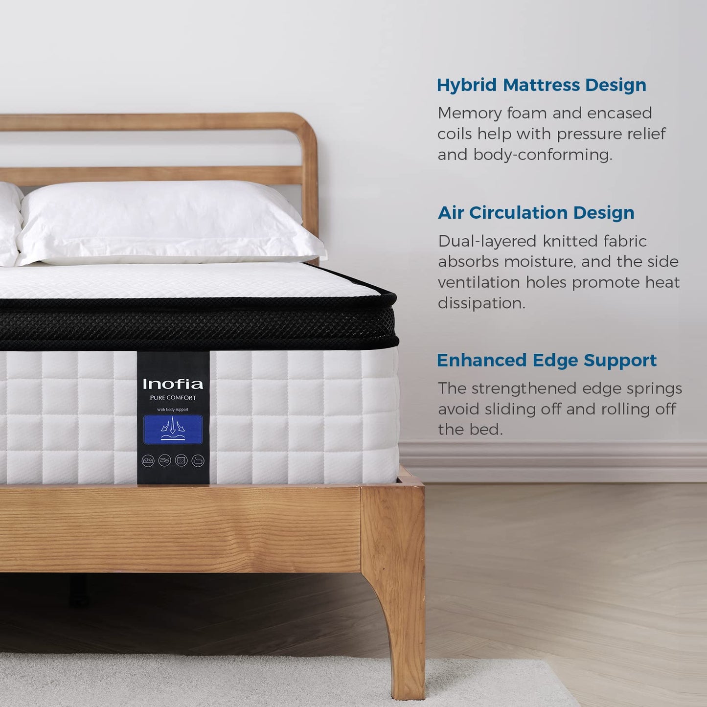 Twin XL Mattress, 12 Inch Hybrid Mattress, Gel Memory Foam & Pocket Spring Twin XL Bed Mattress in a Box, Medium Feel, Cooler Sleep & Pressure Relief, 80"*39", White&Gray - VANELC