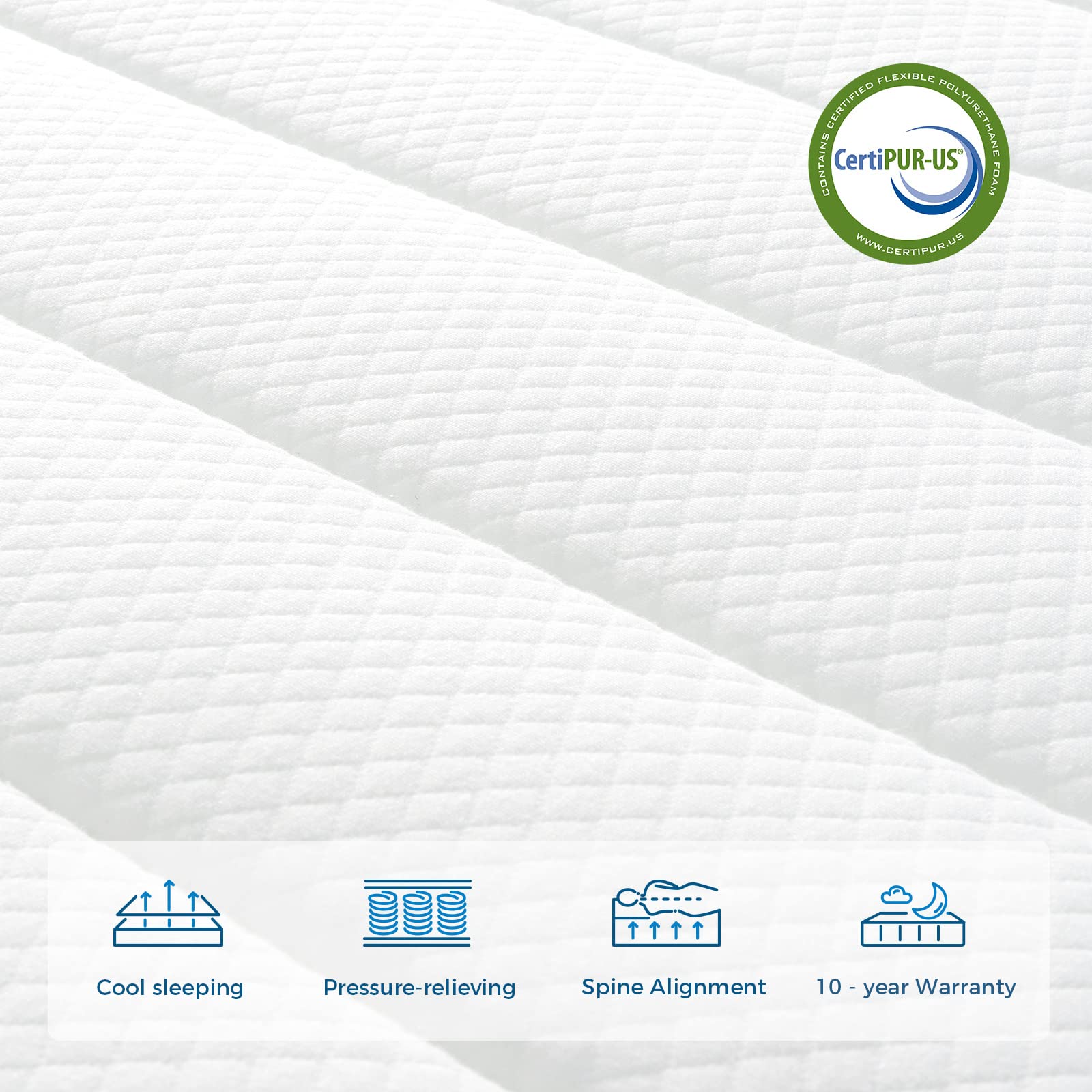 Twin XL Mattress, 10 Inch Hybrid Mattress, Gel Memory Foam & Pocket Spring Twin XL Bed Mattress in a Box, Medium Feel, Cooler Sleep & Pressure Relief, 80"*39", White&Gray - VANELC