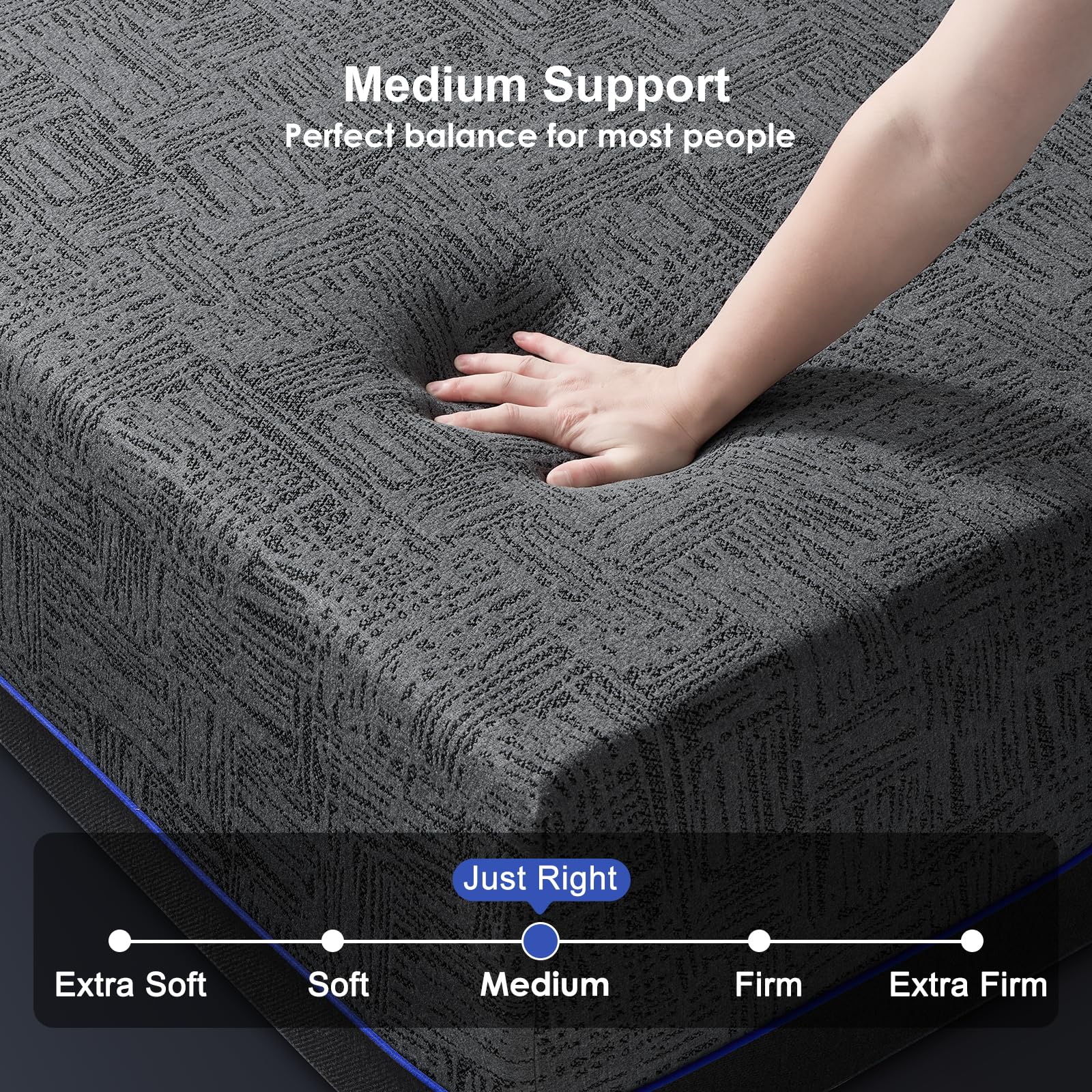 Queen Mattress, 10 Inch Memory Foam Mattress, Medium Firm, Cooling Gel & Graphite Infused, CertiPUR-US Certified, Fiberglass-Free, Bed-in-a-Box - VANELC