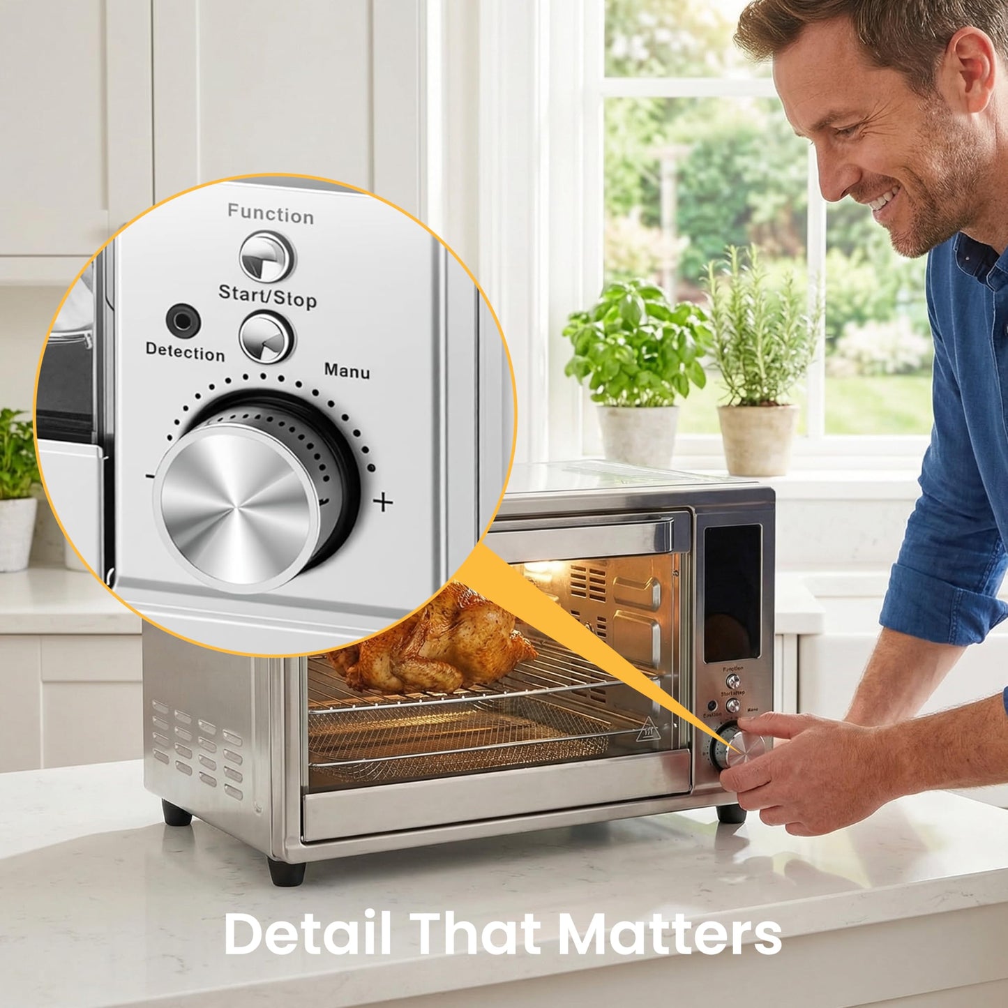 Plum Chef 30 Qt Air Fryer Toaster Oven Combo with Smart Probe, 12-in-1 Countertop Convection Oven, 450°F, Stainless Steel, Silver - VANELC
