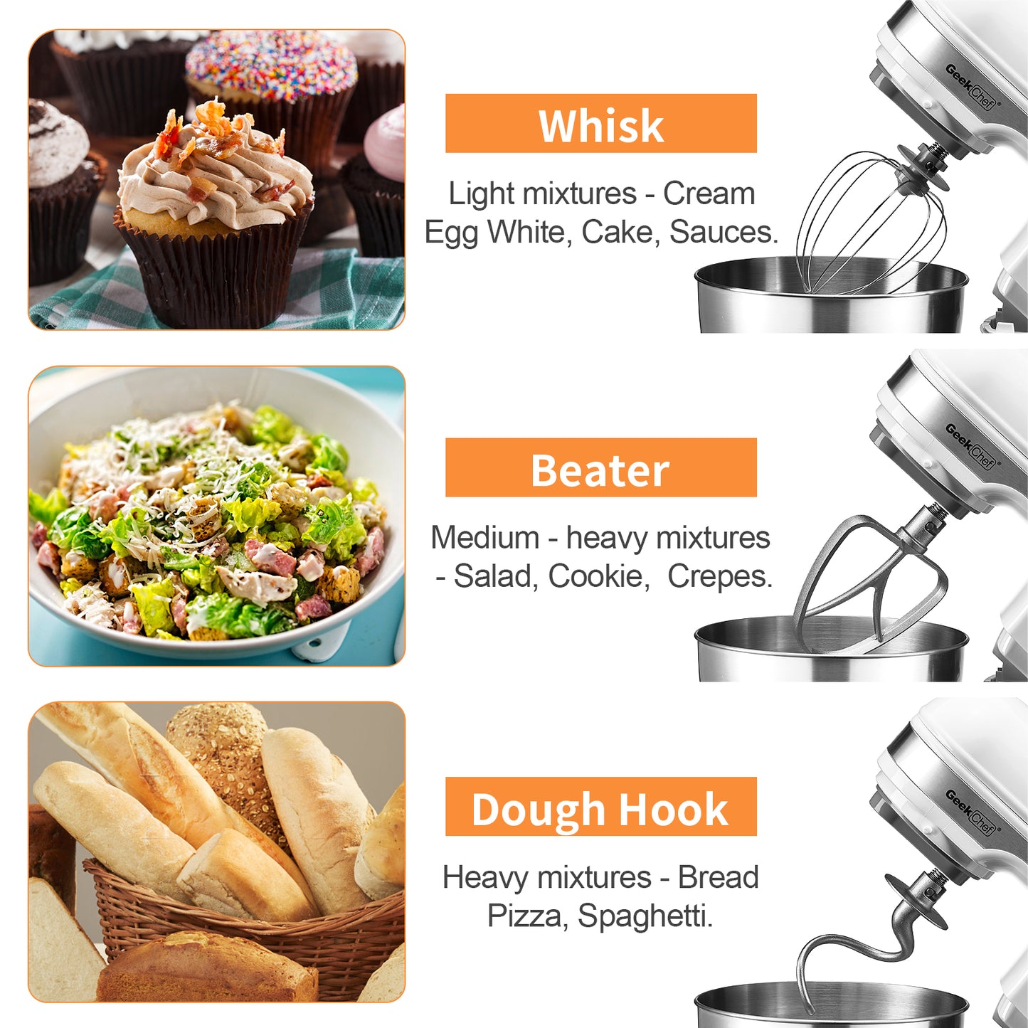 Plum Chef 5QT Stand Mixer, 12-Speed Tilt-Head Electric Mixer with Dough Hook, Whisk, Beater & Bowl, Powerful for Baking, Cakes, Cookies, White - VANELC