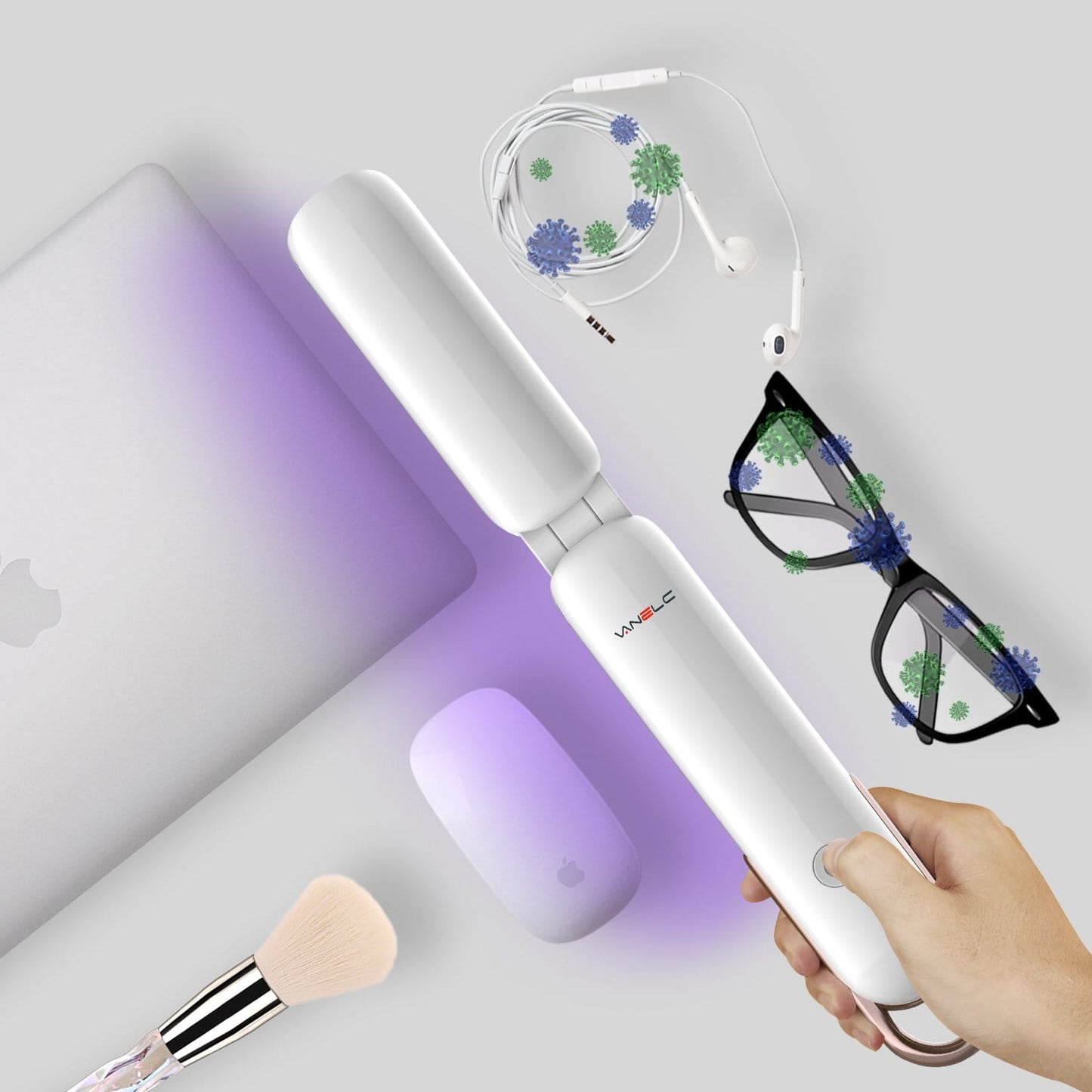 Foldable Handheld UV Light Sanitizer Wand,Efficient 99.99% (US Stock) - vanelc