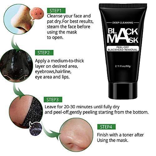 VANECL Blackhead Remover Mask,Peel Off Mask, Activated Charcoal Face Mask for Deep Cleansing, Pore Purifying Blackhead Mask Black Mask for Face Nose All Skin Types 60g - vanelc