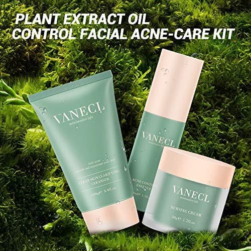 VANECL 3 Step Fast Acne Treatment with Clear Pore Acne Face Wash, Nourishing Repair Acne Cream, Acne Treatment Serum,For Face And Pore Minimizer - 30 Day Complete Acne Skin Care Kit - vanelc