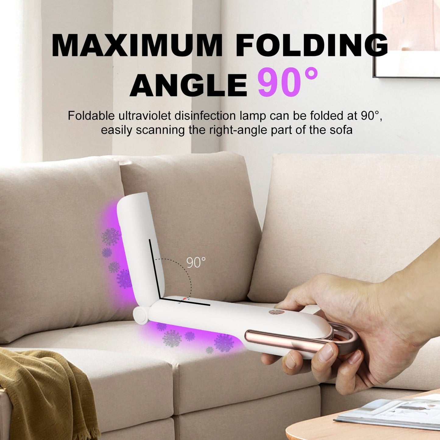 Foldable Handheld UV Light Sanitizer Wand,Efficient 99.99% (US Stock) - vanelc
